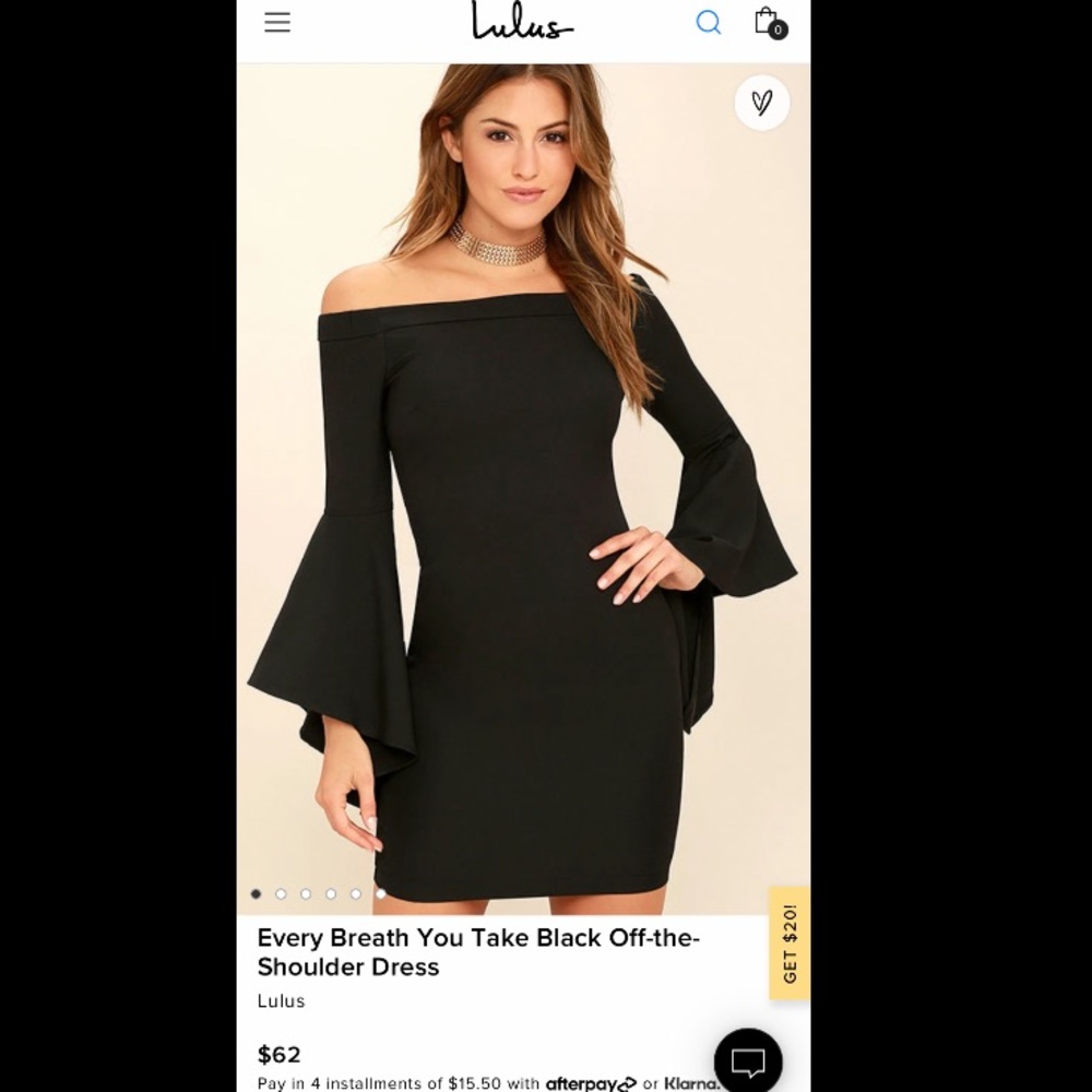 Lulus Every Breath You Take Black Off-the-Shoulder Dress